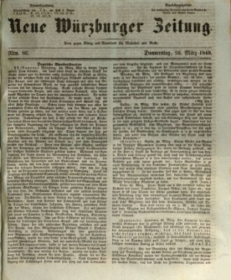Neue Würzburger Zeitung Donnerstag 26. März 1840