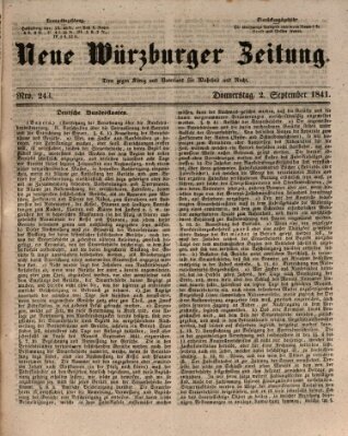 Neue Würzburger Zeitung Donnerstag 2. September 1841
