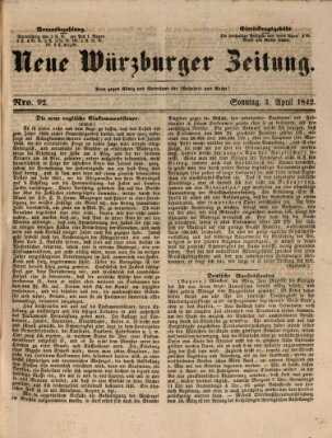 Neue Würzburger Zeitung Sonntag 3. April 1842