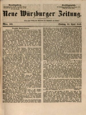 Neue Würzburger Zeitung Dienstag 19. April 1842