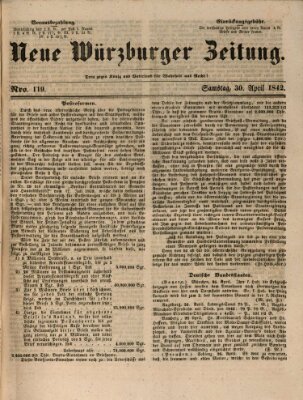 Neue Würzburger Zeitung Samstag 30. April 1842