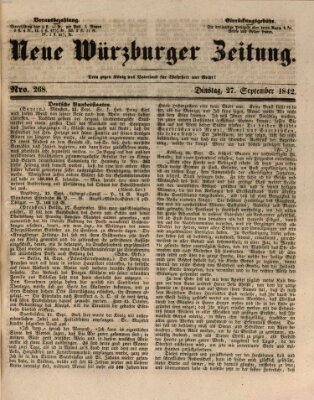 Neue Würzburger Zeitung Dienstag 27. September 1842