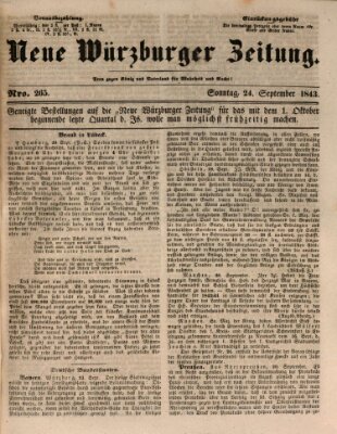 Neue Würzburger Zeitung Sonntag 24. September 1843