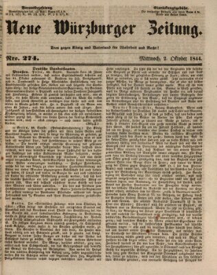 Neue Würzburger Zeitung Mittwoch 2. Oktober 1844
