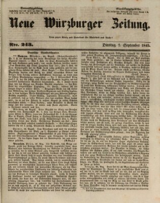 Neue Würzburger Zeitung Dienstag 2. September 1845