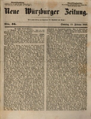 Neue Würzburger Zeitung Sonntag 15. Februar 1846