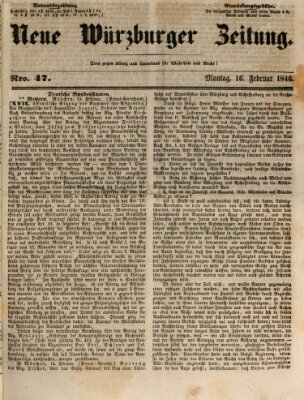 Neue Würzburger Zeitung Montag 16. Februar 1846