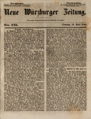 Neue Würzburger Zeitung Sonntag 26. April 1846