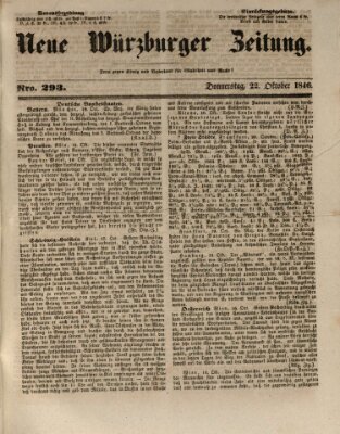 Neue Würzburger Zeitung Donnerstag 22. Oktober 1846