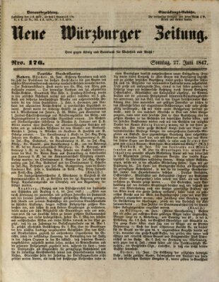 Neue Würzburger Zeitung Sonntag 27. Juni 1847