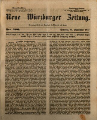Neue Würzburger Zeitung Sonntag 19. September 1847