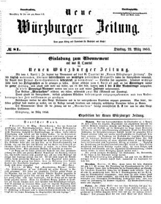 Neue Würzburger Zeitung Dienstag 22. März 1853