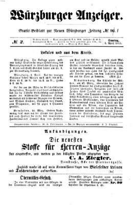 Würzburger Anzeiger (Neue Würzburger Zeitung) Samstag 2. April 1853