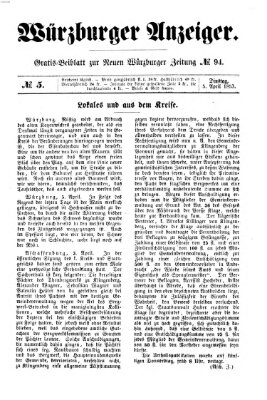 Würzburger Anzeiger (Neue Würzburger Zeitung) Dienstag 5. April 1853
