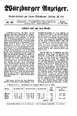 Würzburger Anzeiger (Neue Würzburger Zeitung) Freitag 27. Mai 1853