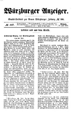 Würzburger Anzeiger (Neue Würzburger Zeitung) Mittwoch 27. Juli 1853