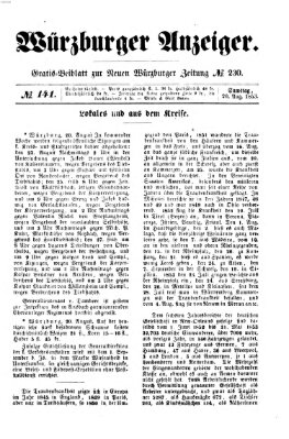 Würzburger Anzeiger (Neue Würzburger Zeitung) Samstag 20. August 1853
