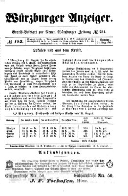 Würzburger Anzeiger (Neue Würzburger Zeitung) Sonntag 21. August 1853