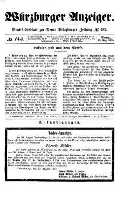 Würzburger Anzeiger (Neue Würzburger Zeitung) Montag 22. August 1853