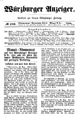 Würzburger Anzeiger (Neue Würzburger Zeitung) Dienstag 29. August 1854