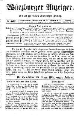 Würzburger Anzeiger (Neue Würzburger Zeitung) Sonntag 31. Dezember 1854