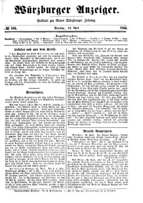 Würzburger Anzeiger (Neue Würzburger Zeitung) Sonntag 15. April 1855