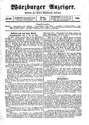 Würzburger Anzeiger (Neue Würzburger Zeitung) Montag 16. Juli 1855