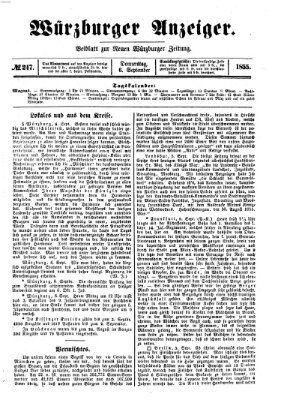 Würzburger Anzeiger (Neue Würzburger Zeitung) Donnerstag 6. September 1855