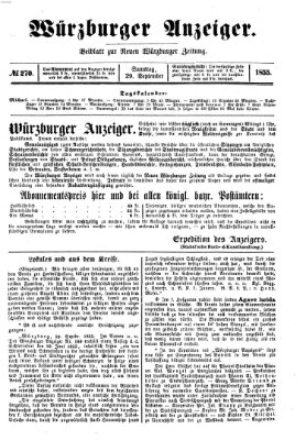 Würzburger Anzeiger (Neue Würzburger Zeitung) Samstag 29. September 1855