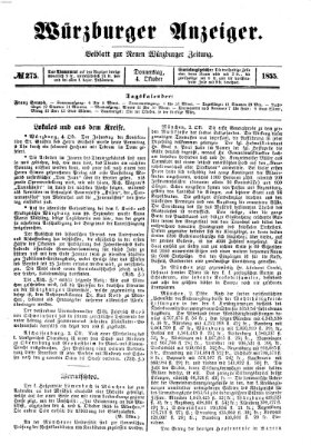 Würzburger Anzeiger (Neue Würzburger Zeitung) Donnerstag 4. Oktober 1855