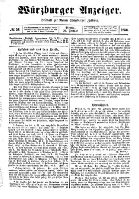 Würzburger Anzeiger (Neue Würzburger Zeitung) Montag 25. Februar 1856