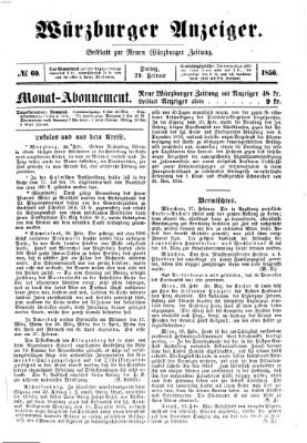Würzburger Anzeiger (Neue Würzburger Zeitung) Freitag 29. Februar 1856