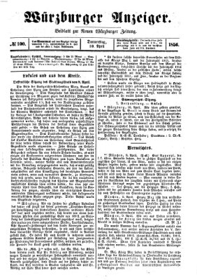 Würzburger Anzeiger (Neue Würzburger Zeitung) Donnerstag 10. April 1856