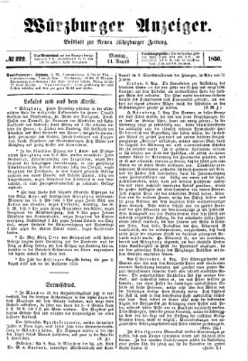 Würzburger Anzeiger (Neue Würzburger Zeitung) Montag 11. August 1856