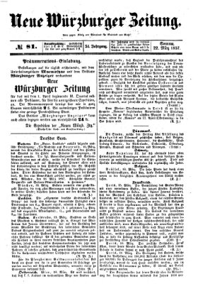 Neue Würzburger Zeitung Sonntag 22. März 1857