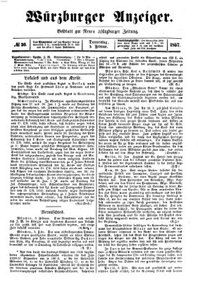 Würzburger Anzeiger (Neue Würzburger Zeitung) Donnerstag 5. Februar 1857