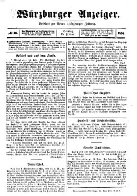 Würzburger Anzeiger (Neue Würzburger Zeitung) Sonntag 15. Februar 1857