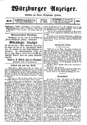Würzburger Anzeiger (Neue Würzburger Zeitung) Samstag 21. März 1857