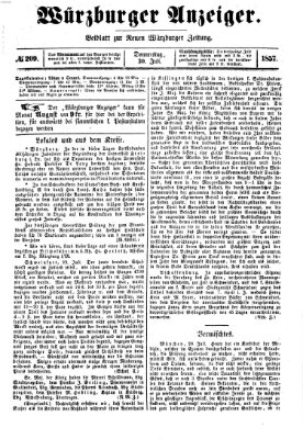 Würzburger Anzeiger (Neue Würzburger Zeitung) Donnerstag 30. Juli 1857