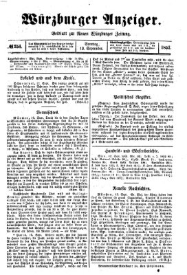 Würzburger Anzeiger (Neue Würzburger Zeitung) Sonntag 13. September 1857