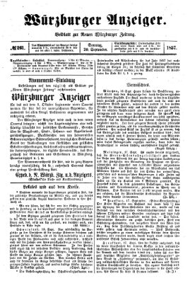 Würzburger Anzeiger (Neue Würzburger Zeitung) Sonntag 20. September 1857