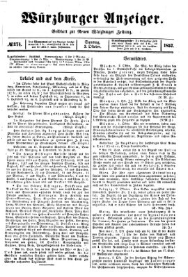 Würzburger Anzeiger (Neue Würzburger Zeitung) Samstag 3. Oktober 1857