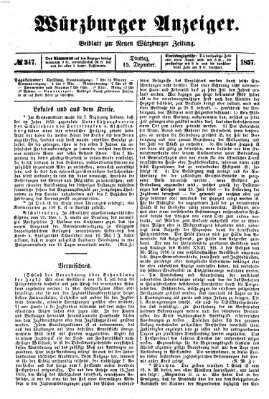 Würzburger Anzeiger (Neue Würzburger Zeitung) Dienstag 15. Dezember 1857