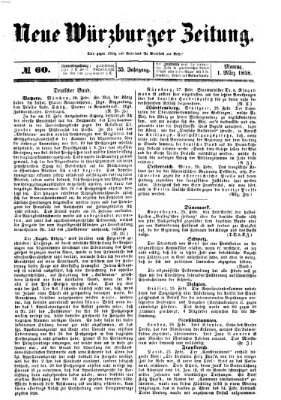 Neue Würzburger Zeitung Montag 1. März 1858