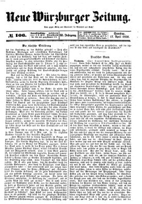 Neue Würzburger Zeitung Samstag 17. April 1858
