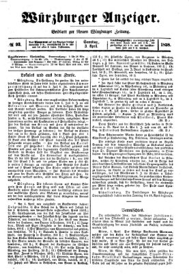 Würzburger Anzeiger (Neue Würzburger Zeitung) Samstag 3. April 1858