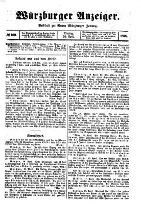 Würzburger Anzeiger (Neue Würzburger Zeitung) Dienstag 20. April 1858