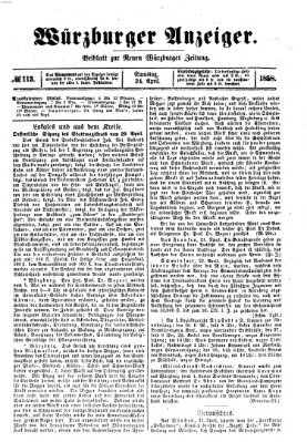 Würzburger Anzeiger (Neue Würzburger Zeitung) Samstag 24. April 1858