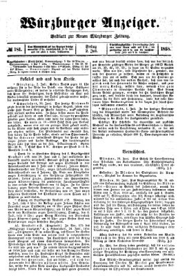 Würzburger Anzeiger (Neue Würzburger Zeitung) Freitag 2. Juli 1858