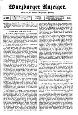 Würzburger Anzeiger (Neue Würzburger Zeitung) Dienstag 10. August 1858